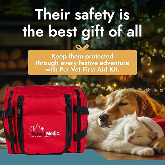 Cat & Dog First Aid Kit - Dog Emergency Kit, Health Supplies & Wound Care -with Thermometer, Bandages for Wounds - Essentials, Travel Bag (Small)