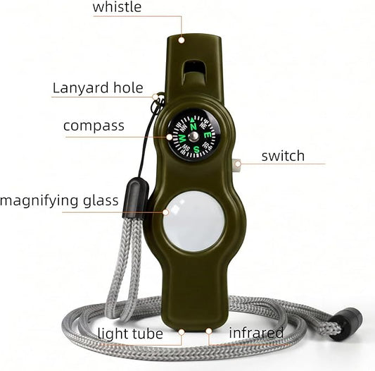 Emergency Survival Safety Whistle,Whistle for Kids with Lanyard,Compass,Thermometer,Ideal for Kayaking, Boating, Hiking, Camping, Climbing
