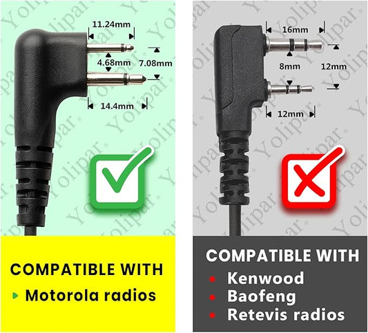 10 PCS CP200D RDM2070D Surveillance Earpiece Compatible with Motorola Radio CLS1410 CLS1110 CP200 GP300 GP2000 Walkie Talkie Radio with PTT Mic Tansparent Acoustic Tube Headset