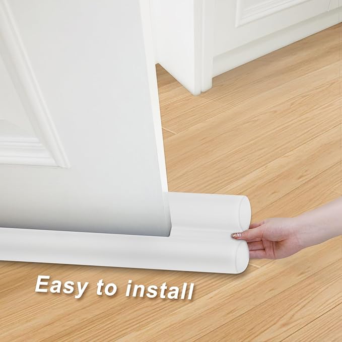 MAXTID Under Door Draft Stopper White 32Inch, Weather Stripping Door Seal, Door Sweep for Exterior & Interior Doors Door Bottom Seal Dust and Noise Insulation Large Door Draft Guard of Doors