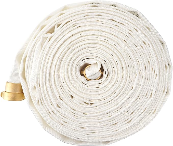 Fire Hose,1-1/2" ID X 100 FT, Single Jacket TPU, 450 PSI Burst Pressure, Industrial Fire Hose with NST/NH Brass Couplings for Indoor Use