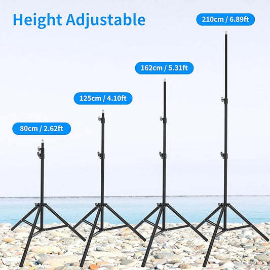 2 Pack Adjustable 7ft Aluminum Photography Light Stand, Portable Light Tripod, for Lighting Stand Speedlight, Flash, Softbox,Strobe Light, Camera, Photographic Portrait