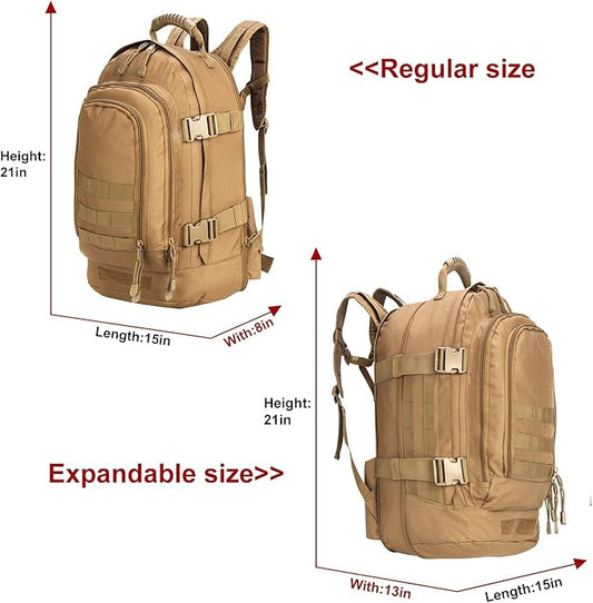 HYKING Large Tactical Expandable Backpack 39L-64L Military Bug Out Bag With Waist Strap