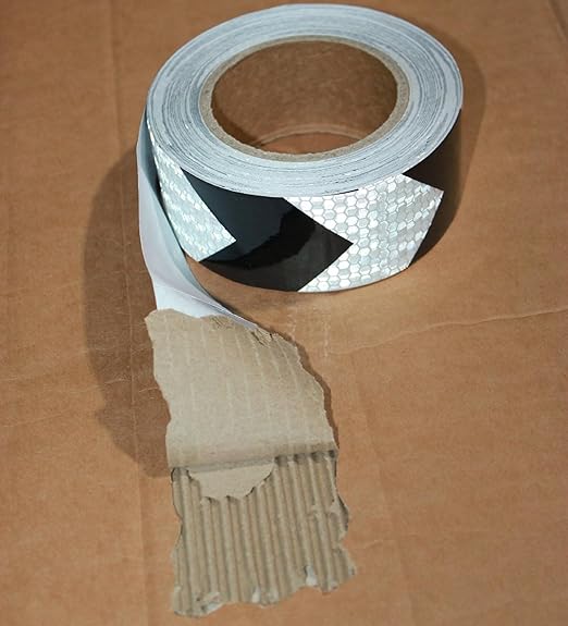 Black White Reflective Tape 2 inch X 166 feet, Outdoor Waterproof Hazard Conspicuity Warning Industrial Marking Tape