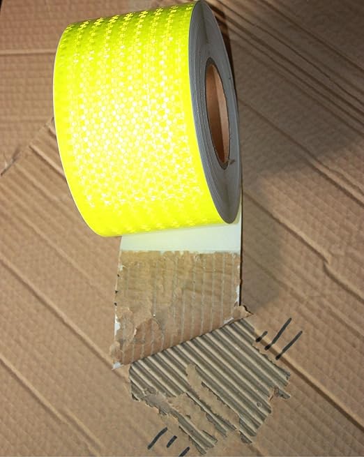 Fluorescent Yellow Reflective Tape Outdoor Waterproof 4 inch Wide, High Visibility Safety Warning Reflector Sticker Strips (168 feet)