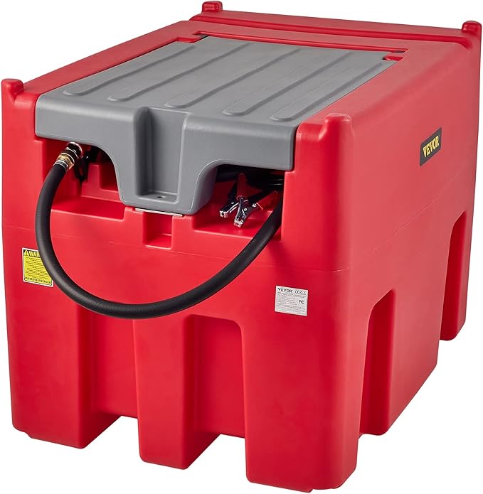 VEVOR Portable Diesel Tank, 116 Gallon Capacity & 10 GPM Flow Rate, Diesel Fuel Tank with 12V Electric Transfer Pump and 13.1ft Rubber Hose, PE Diesel Transfer Tank for Easy Fuel Transportation, Red
