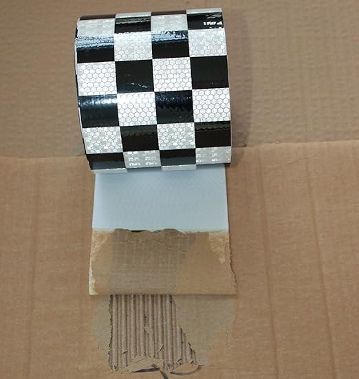 Black White Reflective Tape 4 inch X 66 feet, Outdoor Waterproof Hazard Conspicuity Warning Industrial Marking Tape