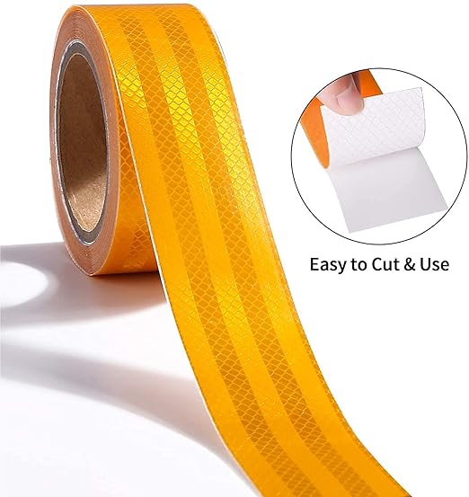 Reflective Tape, Waterproof Self Adhesive Dot Reflective Tape Outdoor Safety Caution Reflector for Trailers, Bikes, Cars(Yellow, 1 Inch x 65 Feet)