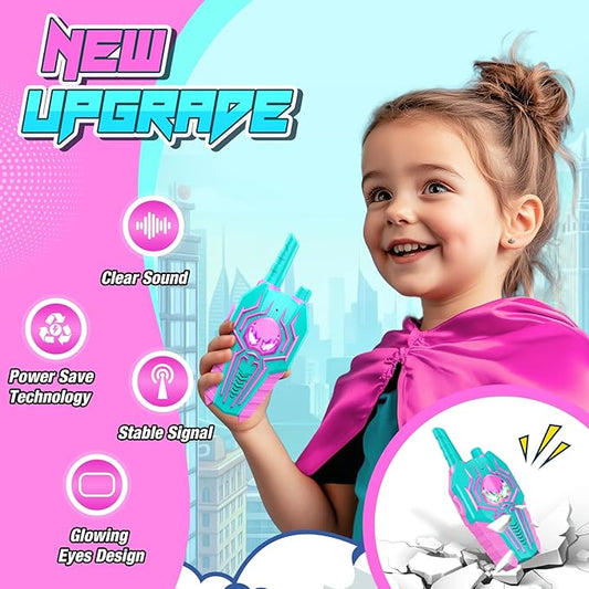 Rechargeable Walkie Talkies for Girls: Birthday Toys Gifts for 3 4 5 6 7 8 9 Year Old Girl Kid Toy for Age 5-7 6-8 Kids Walkie Talkies 2 Pack Outdoor 2 Way Radio for 3-10 Years Old Girl Gift