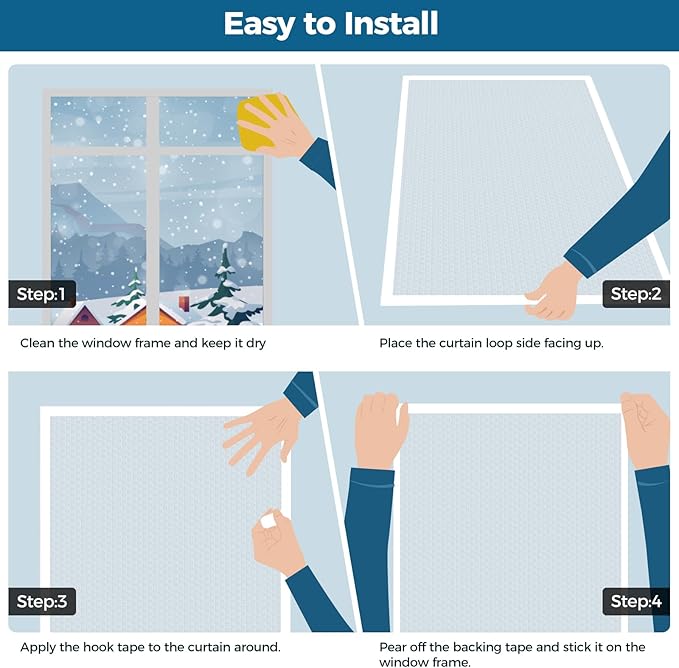 Window Insulation for Winter, Curtain Size 38 Inch x 62 Inch, Thermal Insulated Plastic Bubble for Winterizing, Fits up to 3 x 5 Ft Windows to Keep Warm