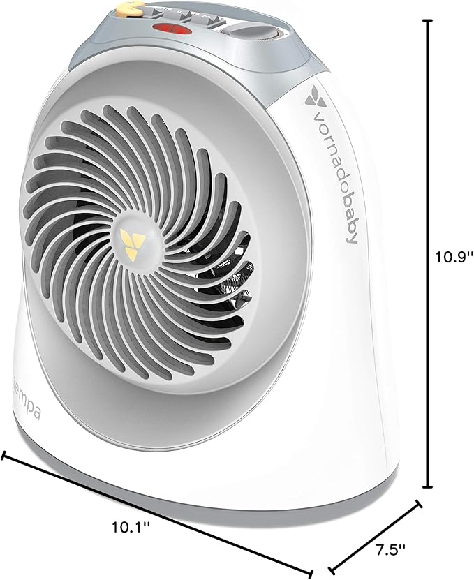 Vornadobaby Tempa Nursery Space Heater, Electric Space Heater for Baby with Locking Controls, Tipover Protection, Safety Shutoff, Hidden Cord Storage, Adjustable Thermostat