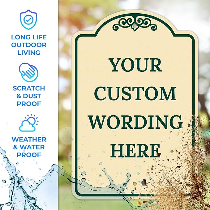 Custom Indoor/Outdoor Decorative Sign,Custom Personalized Green Border Sign, 12x18 Inches, ACM, Fade Resistant, Made in USA