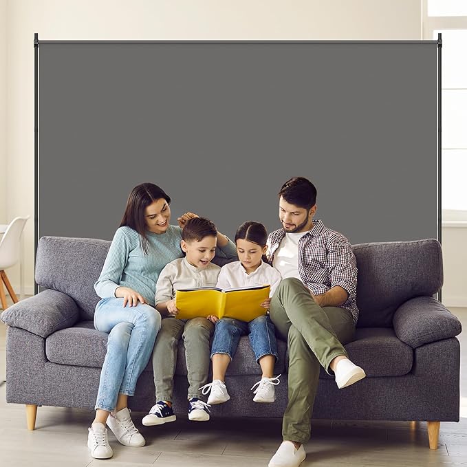 Room Divider, 72x72Inch Large Single Panel Privacy Screen for Room Separation,Free Standing Partition Wall with Thickened Fabric,Portable for Office,Bedroom,Patio,Gray