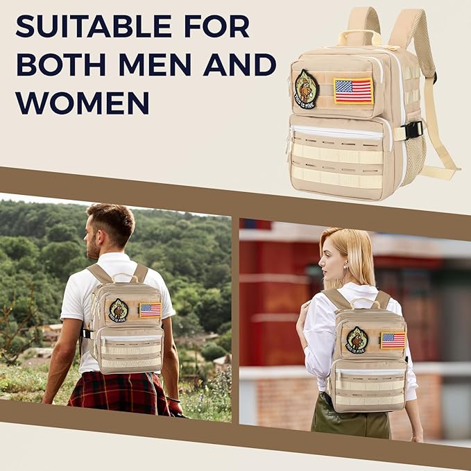 9L Mini Tactical Backpack for Men Women,Small Military Tactical Backpack for Sport,Gym,Hiking,Travel,Camping (Beige)