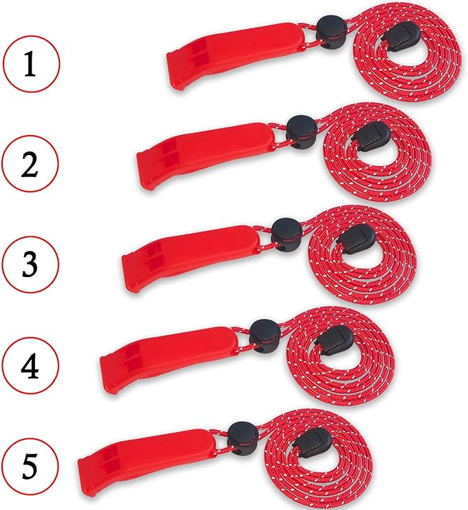 Emergency Whistle, 120db Safety Whistle Survival Shrill Loud for Camping Hiking Hunting Boating Fishing Life Vest Jacket Rescue Signaling Kids Lifeguard 5 Pack