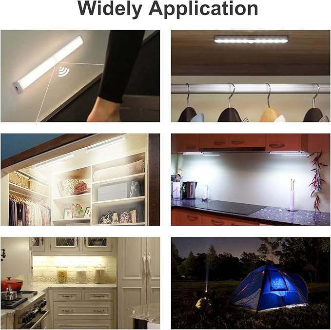 Motion Activated RV Step Lights, 10 LED Battery Operated Motorhome Motion Sensor led Light Strip, Magnetic Night Light Bar for Motorhome Travel,Travel Trailers, Camper (2 Pack)