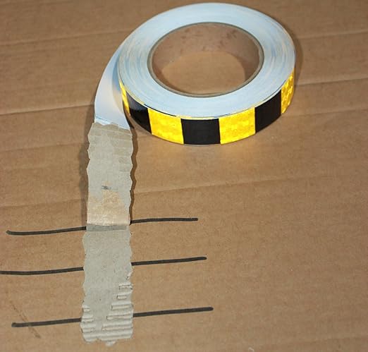 Yellow Black Reflective Tape 1 inch Wide for Trailer, Outdoor Waterproof High Visibility Safety Warning Adhesive Strips (66 feet)