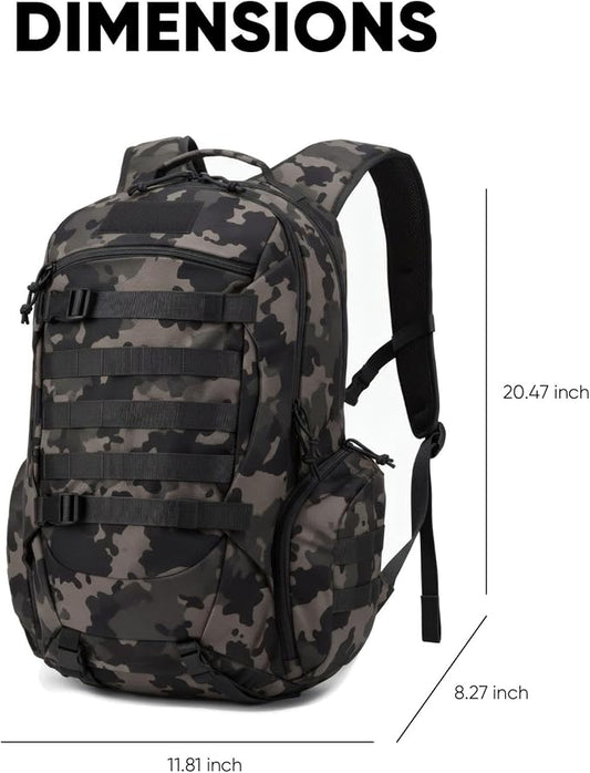 35L Tactical Backpack for Men, MOLLE Military Bug Out Bag, Waterproof Rucksack for Hiking with Hydration Port Balck CP