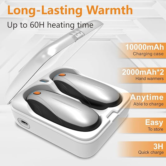 Hand Warmers Rechargeable 2Pack,14000mAh Electric Hand Warmers with Charging Case,Quick Charge Portable Heater,Gifts for Christmas,Winter,Outdoor,Camping,Hunting Accessories
