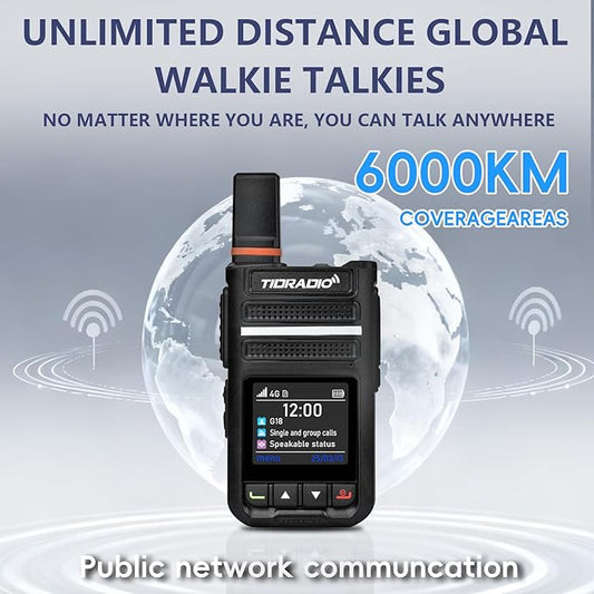 TIDRADIO TD-G18 Rapid Walkie Talkies Unlimited Range 6000+ Miles, Long Range Nationwide PTT 4G LTE PoC Radio with SIM Card Global Use for Family, Logistics, Company -8Pack