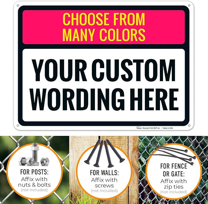 Custom Personalized Signs For Home, Office, Business, Delivery, Decor, Indoor/Outdoor Use Black Border Sign, 10x14 Aluminum Inches, Rust Free .040 Aluminum, Fade Resistant, Made in USA