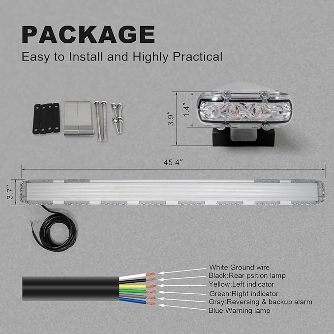 Agrieyes 2 in 1 Tow Truck Light Bar with Warning Lights, 45 Inch Trailer Light with Reverse Alarm, Tail, Turn Signal, Brake Light for Wrecker, Trucks, Vehicles, Snow Plow, Construction
