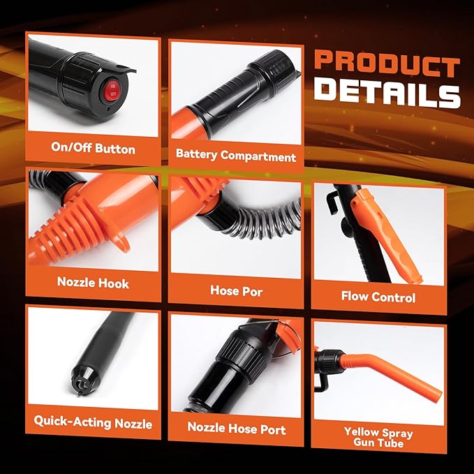 Battery-Powered Fuel & Fluid Transfer Pump, Up to 3 GPM, 38" Intake Tube & Hose, Adjustable Nozzle, Portable Siphon for Gas/Diesel/Kerosene/Water — Pump Only, No Container (Batteries Not Included)
