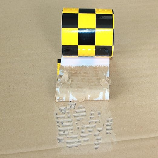 Yellow and Black Reflective Tape 3 inch X 10 feet, Outdoor Waterproof Hazard Conspicuity Warning Industrial Marking Tape