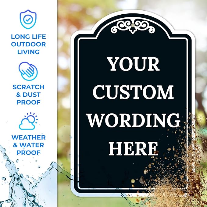 Custom Indoor/Outdoor Decorative Sign,Custom Personalized Black Sign, 12x18 Inches, ACM, Fade Resistant, Made in USA by Signs
