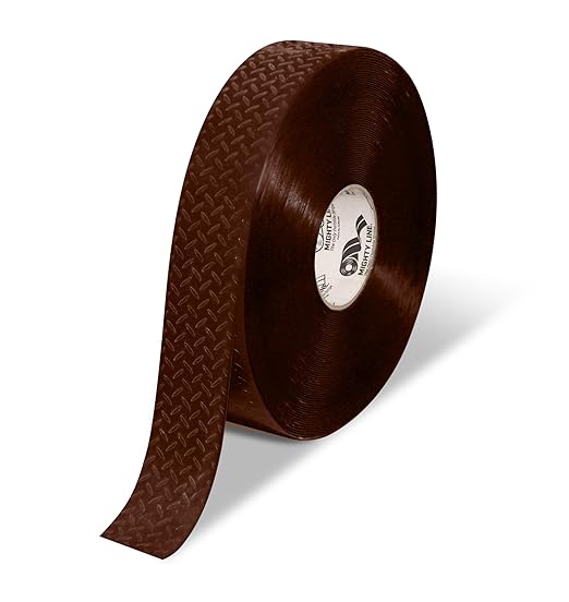 Mighty Line 2" Anti-Slip Solid Color Floor Marking Tape for Safety, Caution, Warning, Flooring, Heavy-Duty, Peel and Stick, Adhesive, Industrial Quality, 100' Roll, Brown