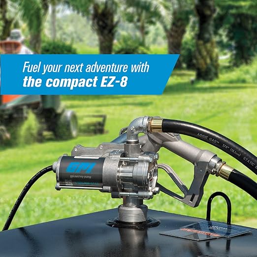 GPI - EZ-8 Fuel Transfer Pump, Manual Shut-Off Nozzle with Spin Collar, 8 GPM, 12 Volt (137100-05)