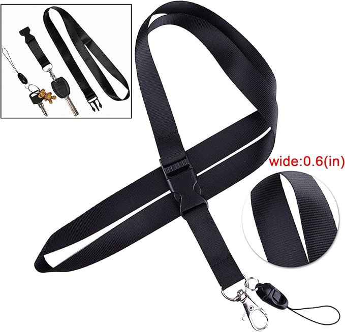 YOUOWO Lanyard with Badge Holder,Black Neck Strap Detachable Buckle Lanyard with Horizontal id Name Tag Card Holders Zipper Waterproof Resealable Clear Plastic Pack of 1
