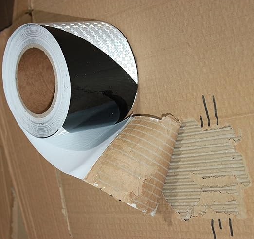 Black and White Reflective Tape 4 Inch x 168 Feet, Outdoor Waterproof High Visibility Stickers, High Intensity Safety Strips
