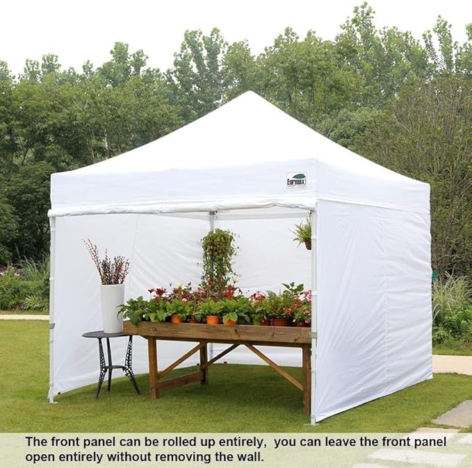 Eurmax USA 10'x10' Pop-up Canopy Tent Commercial Instant Canopies with 4 Removable Zipper End Side Walls and Roller Bag, Bonus 4 SandBags(Black)