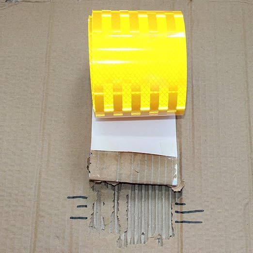 Non Fading Yellow Reflective Tape Outdoor Waterproof 4 inch, High Visibility Warning Industrial Marking Tape, Safety Stickers (68 feet)