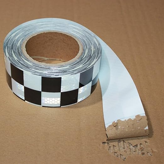 Reflective Tape Black and White 2 inch Wide for Cars, Outdoor Waterproof High Visibility Safety Warning Adhesive Strips (166 feet)