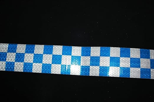 Reflective Tape Blue White 3 Inch x 68 Feet, Outdoor Waterproof Warning Reflector, Night Safety Stickers for Vehicles