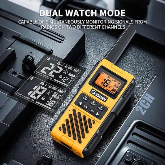 G1pro+ IP67 Waterproof Walkie Talkies Long Range for Adults, Heavy Duty Two Way Radio with FM Radio,VOX,SOS & NOAA Weather Alerts,USB-C Rechargeable,with Headset(2pack)