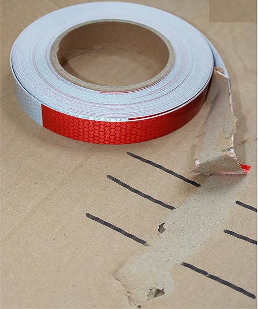Red and White Reflective Tape Outdoor Waterproof 1 inch X 74 feet, High Visibility Hazard Safety Industrial Marking Tape