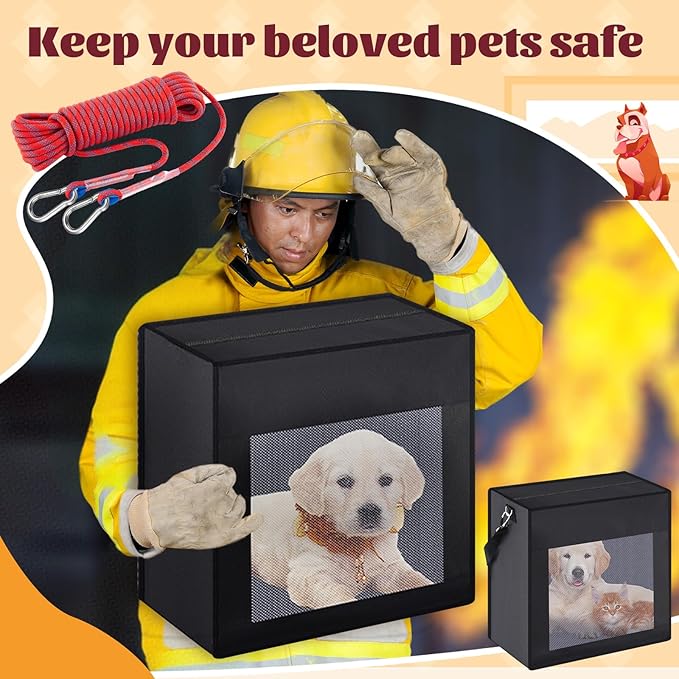 Fire Evacuation Device Set Dog Pet up to 55 Pounds Fire Emergency Evacuation Bag 50 ft Rope Escape Bag Safe Equipment Compact Survival Kit Rescue for Animal Home Work(28 x 21 x 14 Inches)