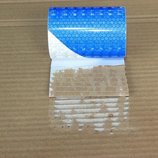 Reflective Tape Blue and White 4 inch, Outdoor Waterproof Hazard Conspicuity Warning Industrial Marking Tape (11 feet)