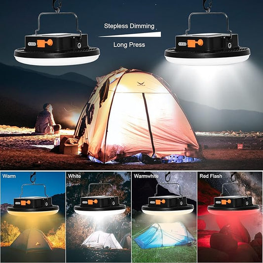 16500mAh 60W Rechargeable Camping Light with Remote 3000LM 2700/4000/6500K LED Camping Lantern Portable IP65 Waterproof Tent Lights Power Failur