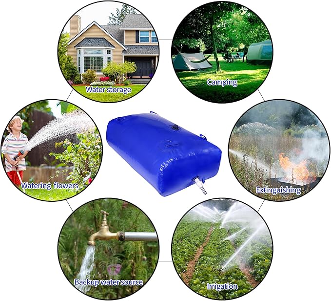 760 L/200 gal Water Bladder Storage Containers, Foldable Portable Water Tank Large Capacity Soft Water Bag, Drought Resistance, Fire Prevention, Emergency Water