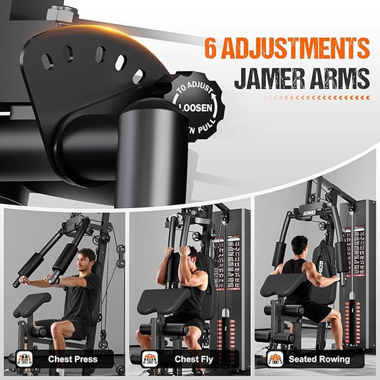 Home Gym, M1 Workout Station with 140LBS Weight Stack, Multifunctional Home Gym Equipment with Pulley System for Full Body Strength Training