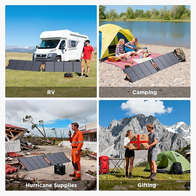 320 Watt N-Type 16BB Portable Solar Panel with Bypass Diodes, RV Essentials,2PCS 160W 20V Foldable Solar Charger for Power Station,25% High Efficiency IP67 Waterproof 3 Kickstands for RV Camping