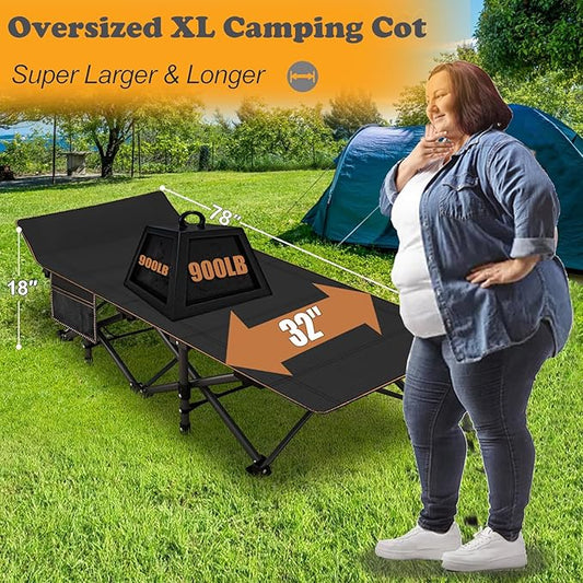 ABORON Heavy-Duty Folding Guest Bed for Adults, 500lb Capacity, Portable Extra Cot with 1252D Double Layer, Ideal for Indoor Guest Stays & Temporary Home Use