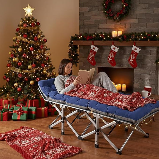 ABORON Camping Cot for Adult 28" Extra Wide, Heavy-Duty 1200D Oxford Cot for Sleeping, Portable Folding Camp Bed with Mat & Carry Bag
