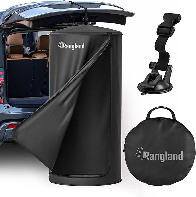 Portable Changing Room Tent - Instant Pop Up Privacy Pod with Suction Cup for SUV Liftgate, for Camping, Shower, Beach and Toilet Stall (Carrying Bag Included) (Black)