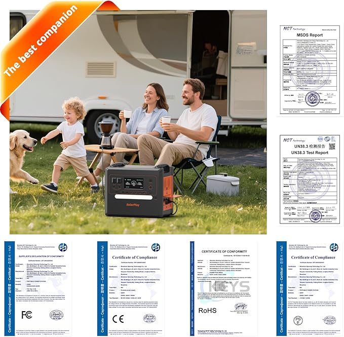 SolarPlay 2500W Portable Power Station 2304Wh(Peak 5000W), Power Station 1.5Hrs Fast Charging LFP Battery, 4 AC Outlets, Emergency Solar Generator for Home Backup, Camping, outdoor