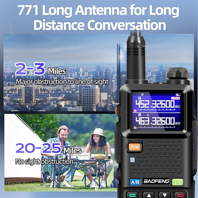 BAOFENG UV-5RM Radio-10W Handheld Radio Multi-Frequency Two Way Radio for Adults, Long Range Portable Ham Radio with 2500 mAh Type-C Charging Battery & Copy Frequency 999CH (1 Pack)
